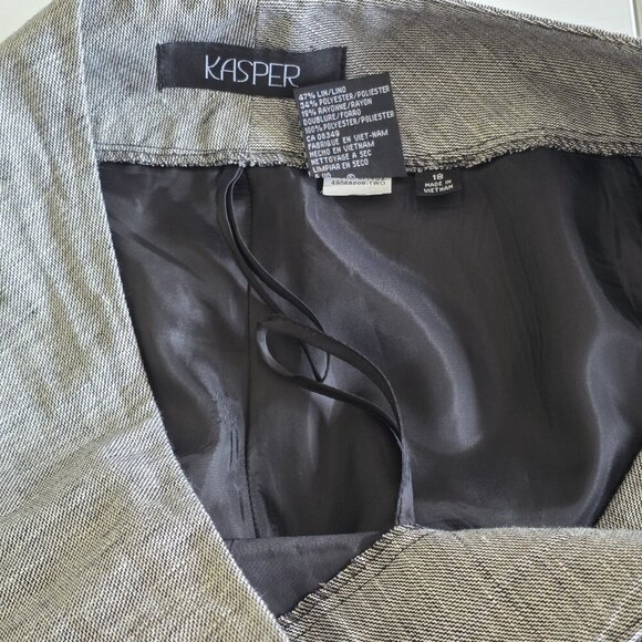 Kasper Dress Pants Womens 18 Heathered Gray Linen Blend Lined Slacks Career VTG - Picture 11 of 16